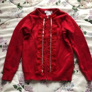 Girls Red Embellished Sweater